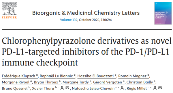 lien vers la publication Chlorophenylpyrazolone derivatives as novel PD-L1-targeted inhibitors of the PD-1/PD-L1 immune checkpoint 